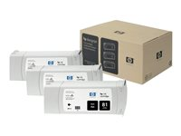 HP 81 - Paquete de 3 - 680 ml - negro - original - cartucho de tinta - para DesignJet 5000, 5000ps, 5500, 5500mfp, 5500ps C5066A