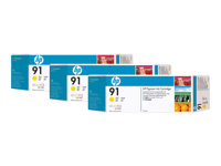 HP 91 3-ink Multipack - Paquete de 3 - 775 ml - amarillo - original - cartucho de tinta - para DesignJet Z6100, Z6100ps C9485A