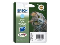 Epson T0795 - 11 ml - cián claro - original - blíster con alarmas de RF/acústica - cartucho de tinta - para Stylus Photo 1500, P50, PX650, PX660, PX710, PX720, PX730, PX800, PX810, PX820, PX830 C13T07954020