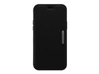 OtterBox Strada Series Folio - Funda con tapa para teléfono móvil - cuero, policarbonato, cierre de metal - negro sombra - diseño delgado - para Apple iPhone 12, 12 Pro 77-65420