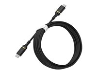 OtterBox Standard - Cable USB - USB-C (M) a USB-C (M) - USB 2.0 - 3 A - 3 m - compatible con suministro de potencia - brillo negro 78-52671